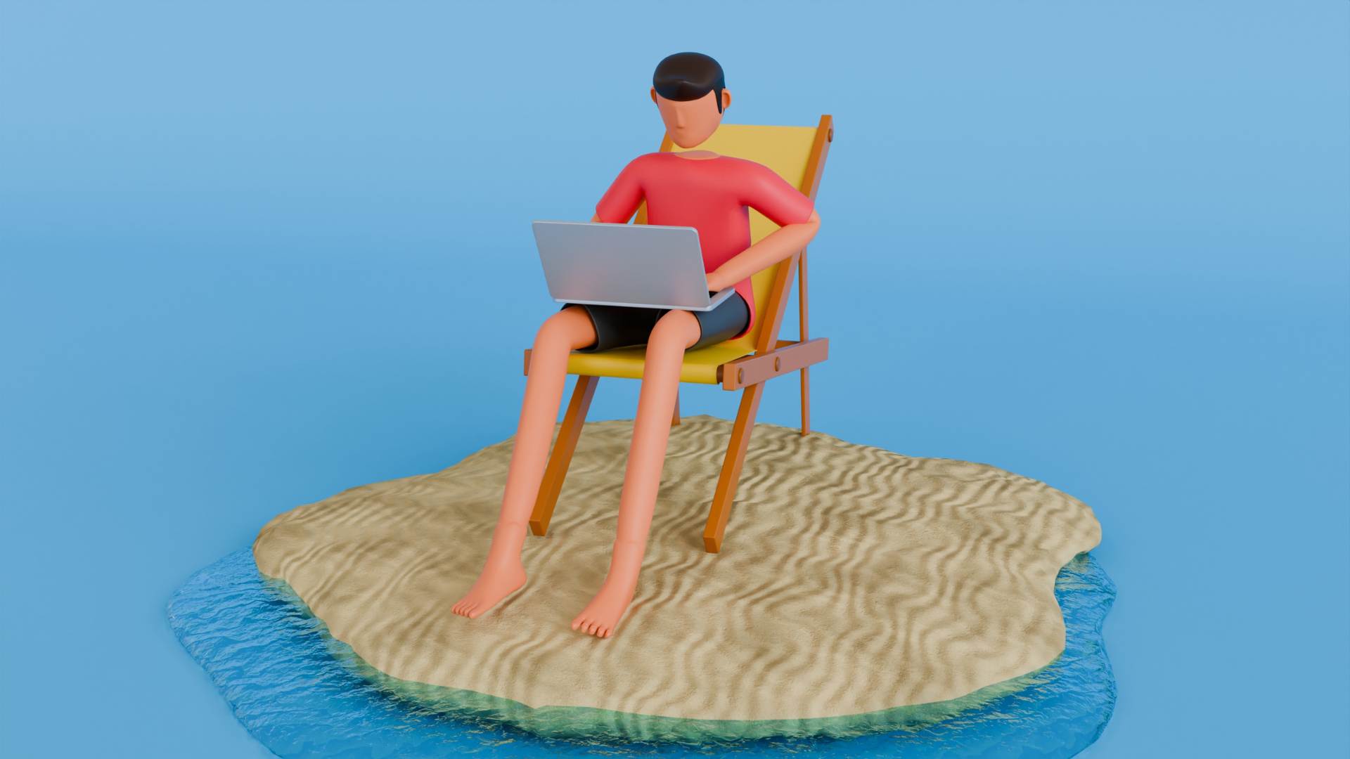 Image 3D d'un homme sur son ordinateur